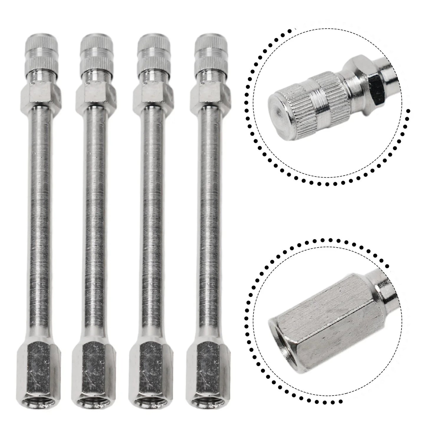 4pcs Tyre Wheel Valve Extension Extender Cap Metal Stem for Auto Car Truck