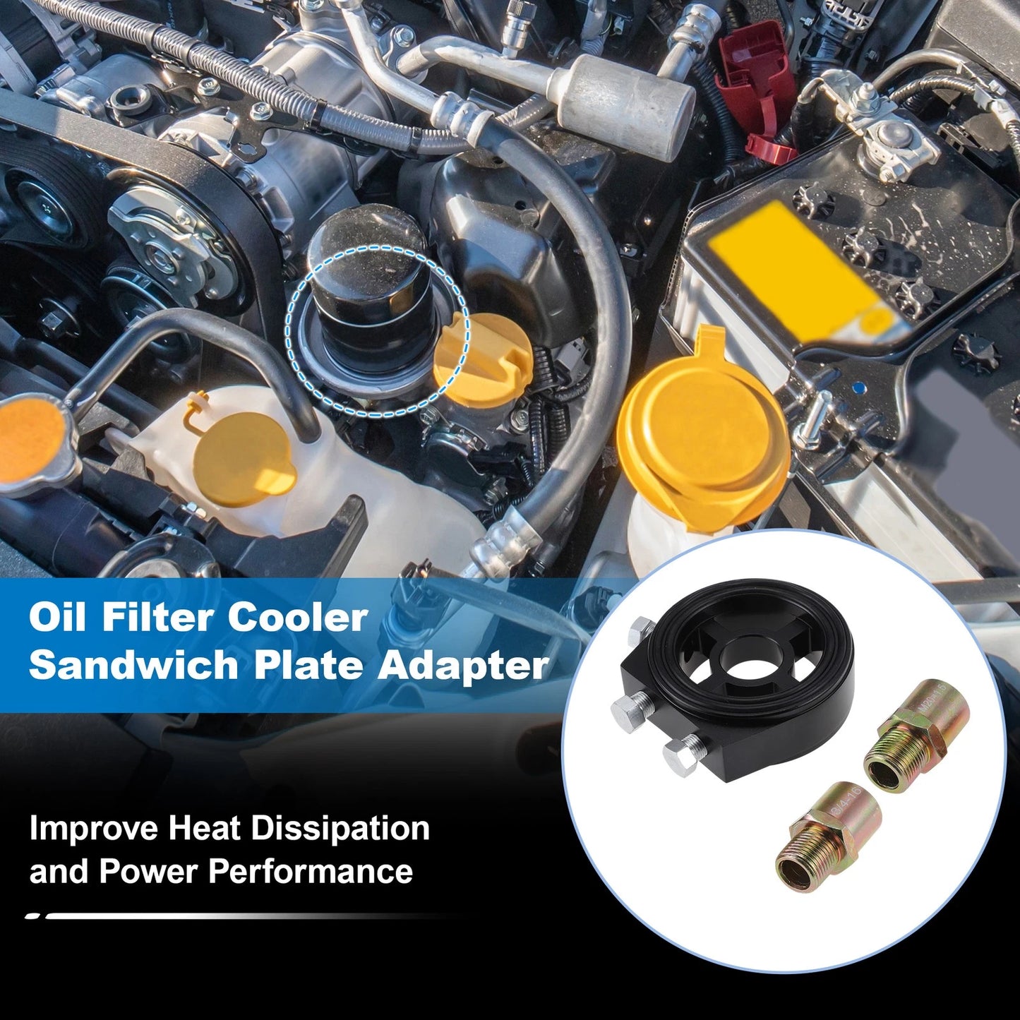 Oil Cooler Sandwich Plate Adapter Set   - M20x1.5, 3/4-16