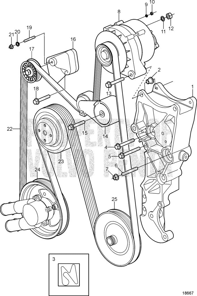 Serpentine Drive Belt for Volvo Penta 4.3 5.0 5.7 Gi GL GXi Si