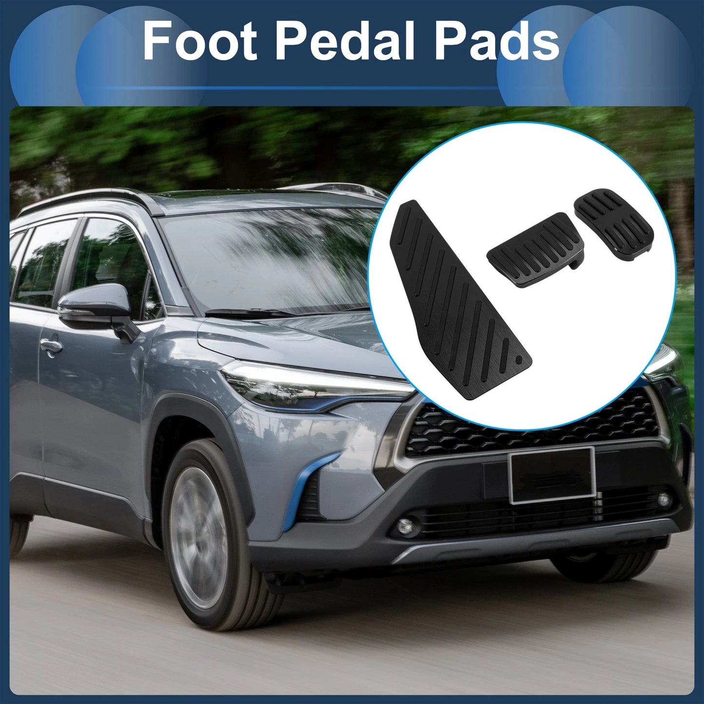 3 Pcs Foot Accelerator Pedal Covers for Toyota Corolla Cross (2021–2023)