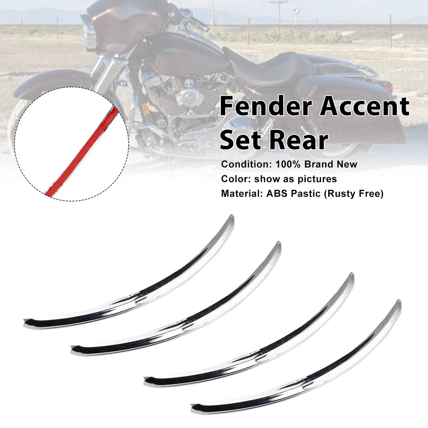 Chrome Rear Fender Accessory Kit for FLHX Street Glide (2006–2013)