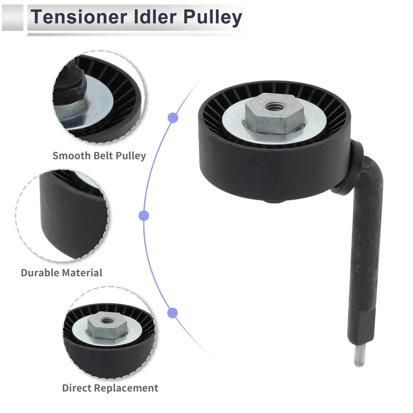 Drive Belt Idler Pulley for BMW 5 Series (2002–2010) No. 11287786881 Black