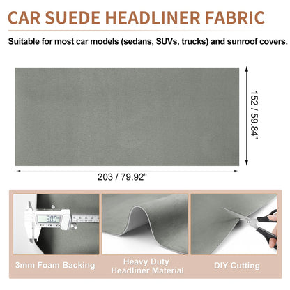 Suede Fabric Headliner for Car Roof Repair (79.92"x59.84")
