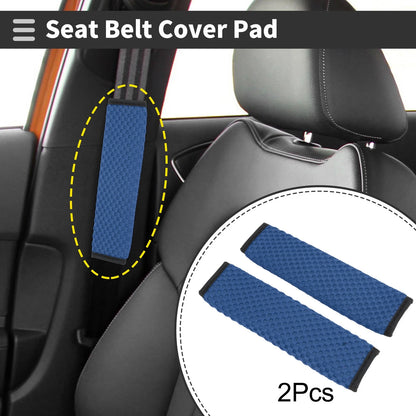 Set of 2 Blue Seat Belt Cover Pads for Universal Fit (23cm)