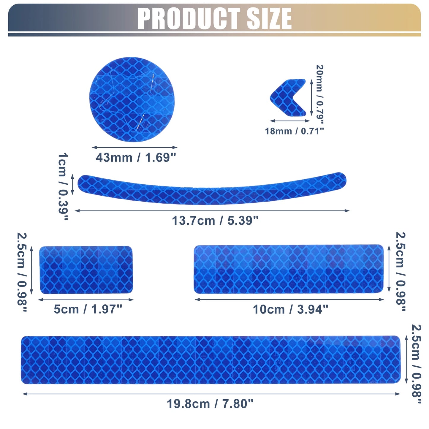 42pcs Reflective Safety Warning Tape for Motorcycles - Blue