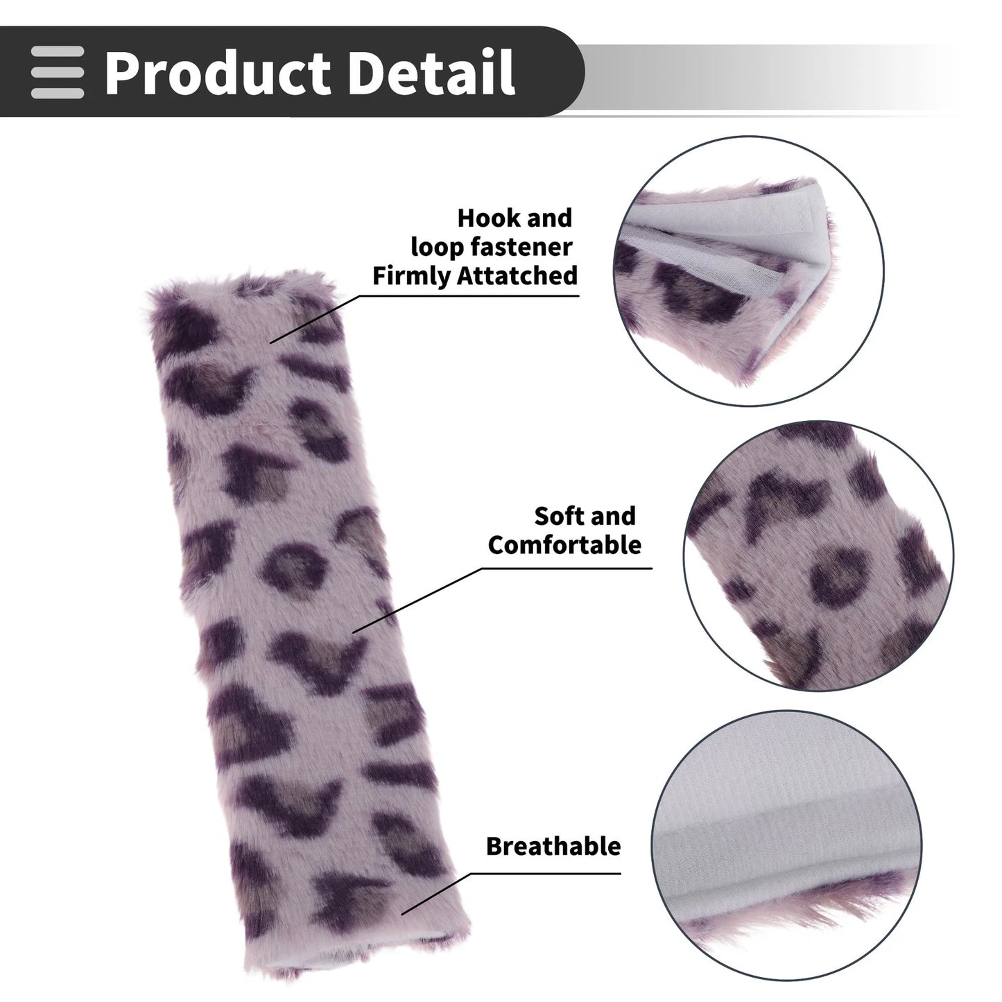 Set of 2 Purple Seat Belt Cover Pads for Universal Fit (26cm)