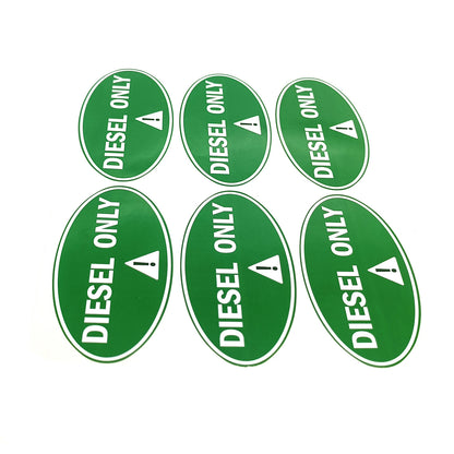 Set of 6 Diesel Only Stickers for Fuel Tank (Weatherproof Vinyl)