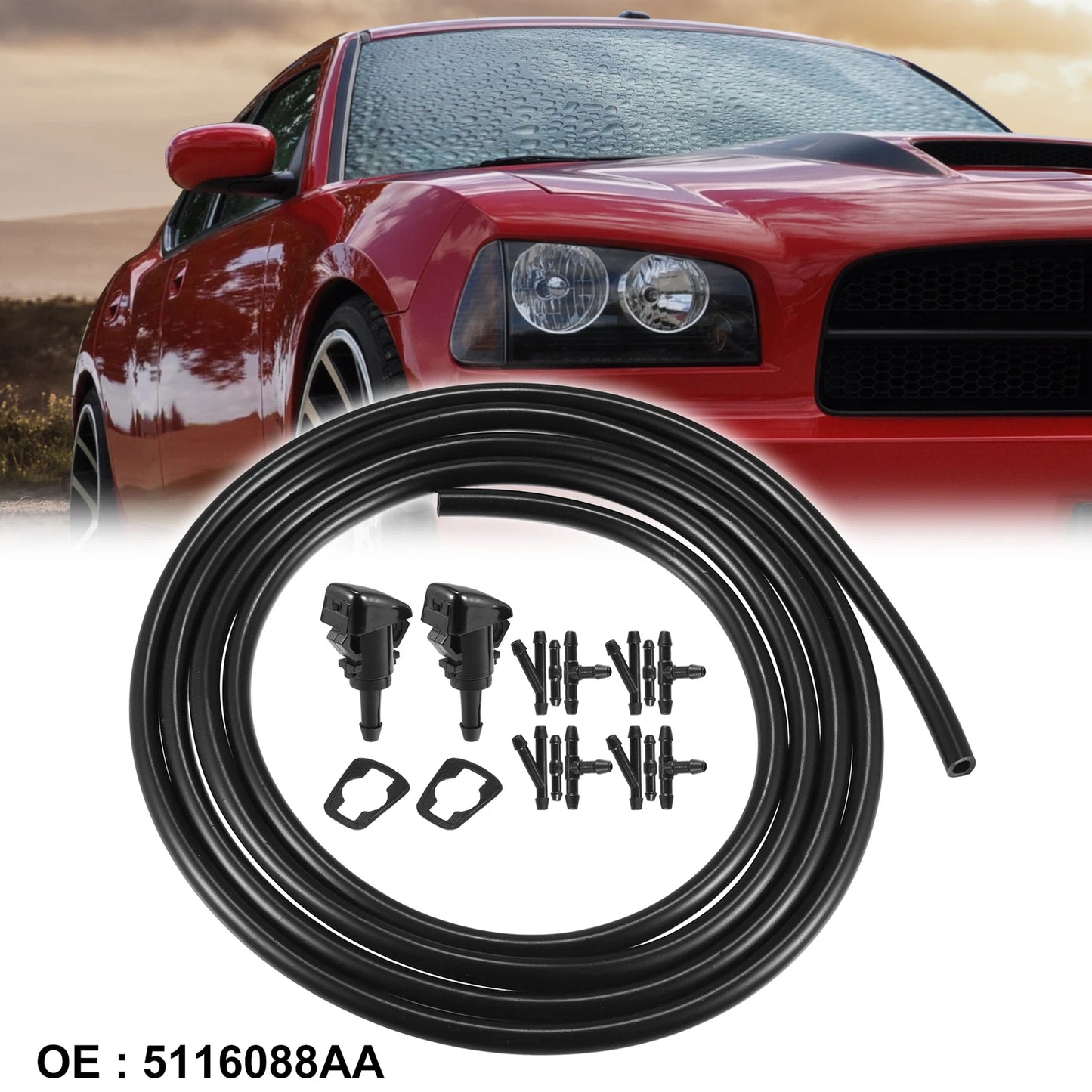 2X Windshield Washer Nozzle Hose Kit for Dodge Neon (2000–2005) 5116088AA