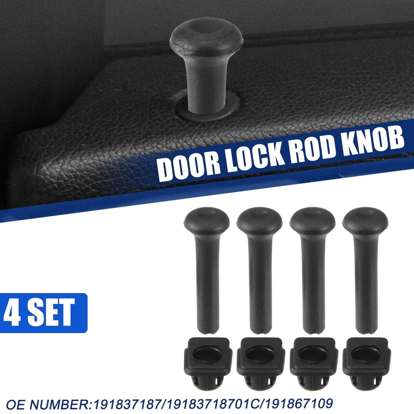 Set of 4 Door Lock Rod Knob & Locking Button Cover for VW Jetta Mk2 (1984–1992)