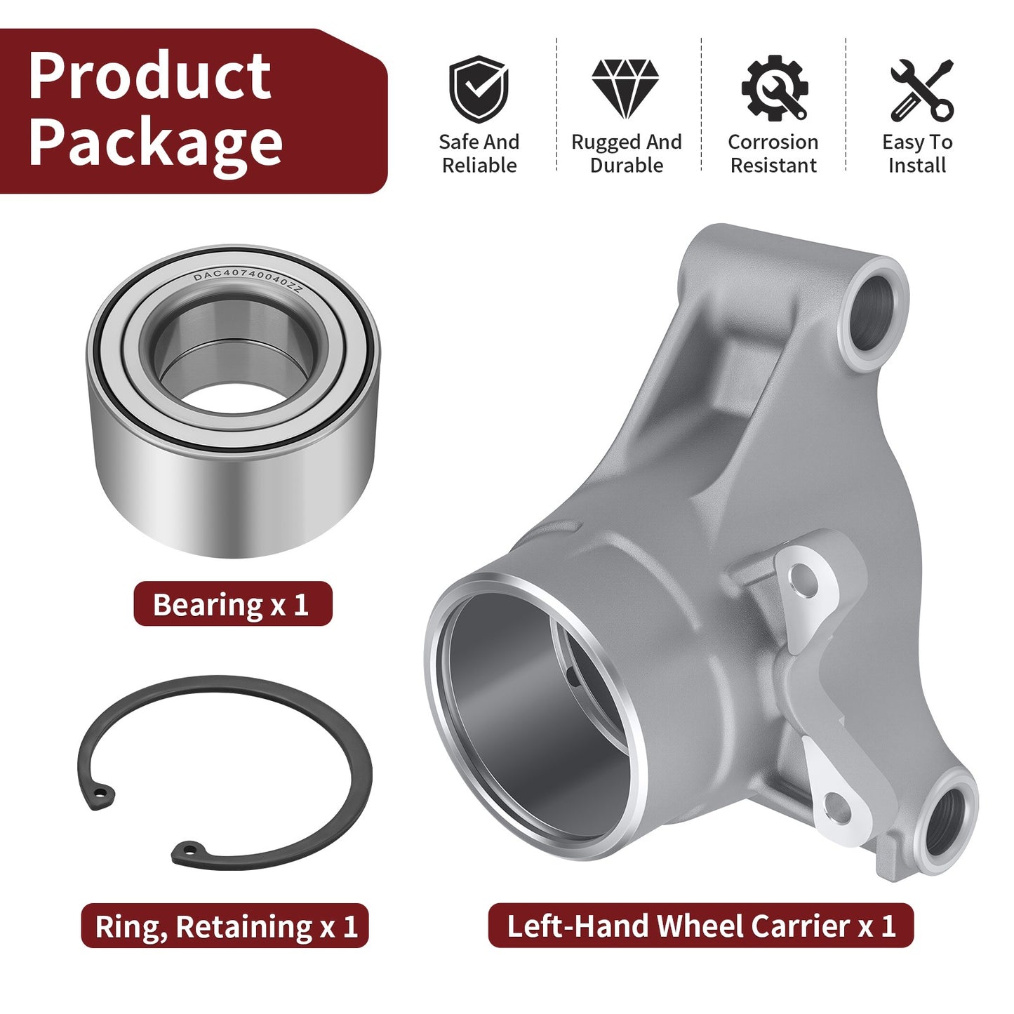 Left-Hand Wheel Carrier with Bearing for Polaris Sportsman 500 700 800 RZR 800 (2000–2014)