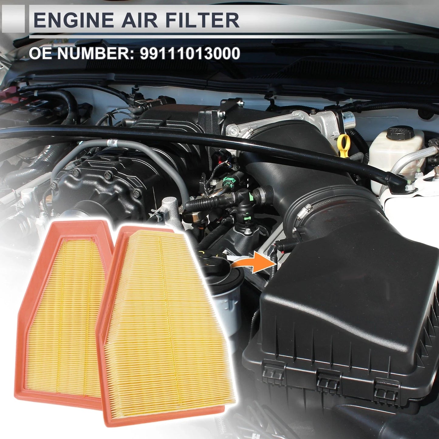 Engine Air Filter for Porsche 911 3.4L 3.8L 4.0L (2011-2019) - 1 Pair