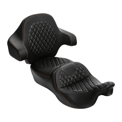 Black 2-Up Driver Passenger Seat Backrest for Harley Touring (2014-2023)