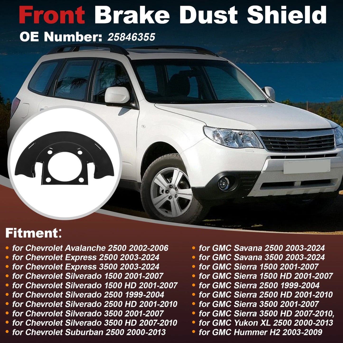 Brake Dust Shield for Chevrolet Express 2500 3500 (2003–2024) No.25846355