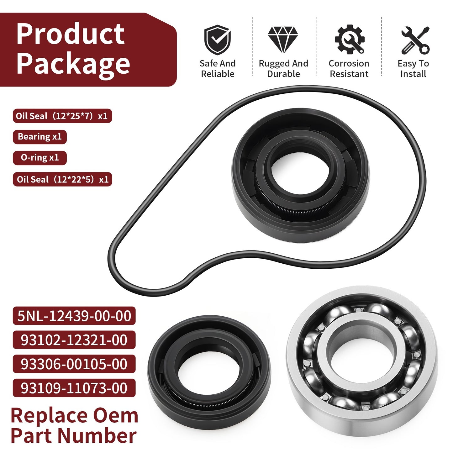 Water Pump Seal Bearing Repair Kit for Yamaha WR250F YZ250F (2001–2013)