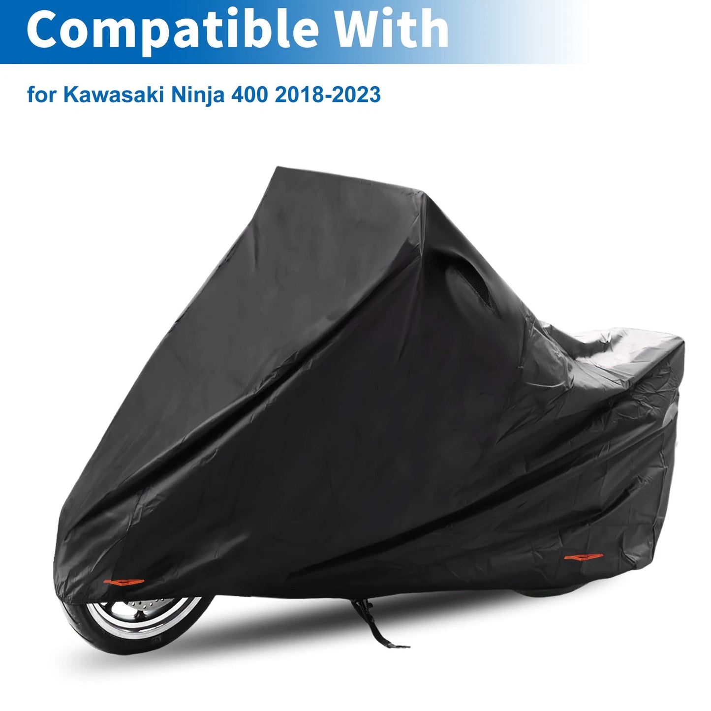 Motorcycle Cover 210D-PU Black for Kawasaki Ninja 400 (2018–2023)
