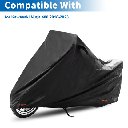 Motorcycle Cover 210D-PU Black for Kawasaki Ninja 400 (2018–2023)