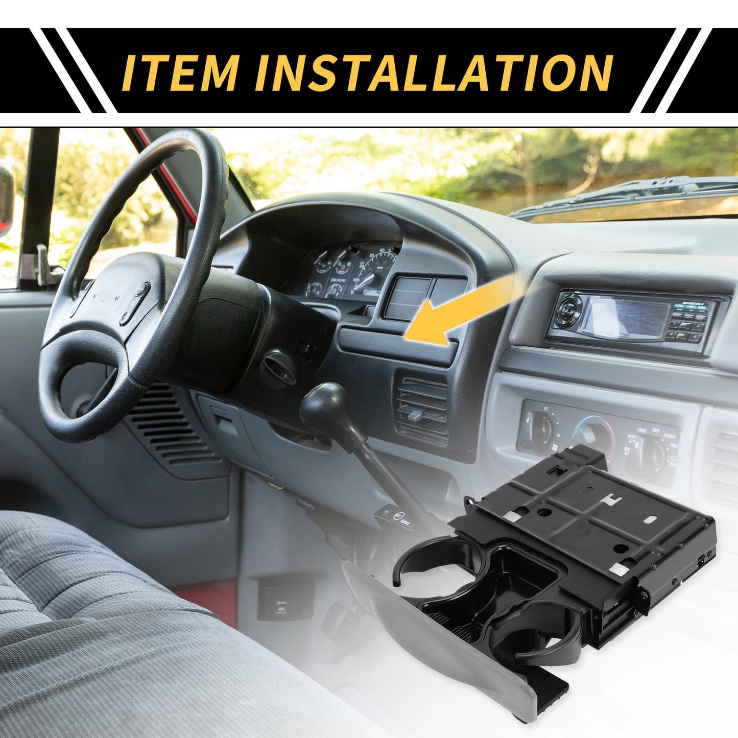 Dashboard Cup Holder for Ford F-250 F-350 F-450 F-550 (1999–2004) Gray