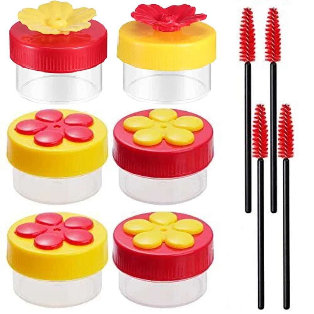 6 x Hummingbird Hand Feeders with 4 Brushes for Easy Feeding
