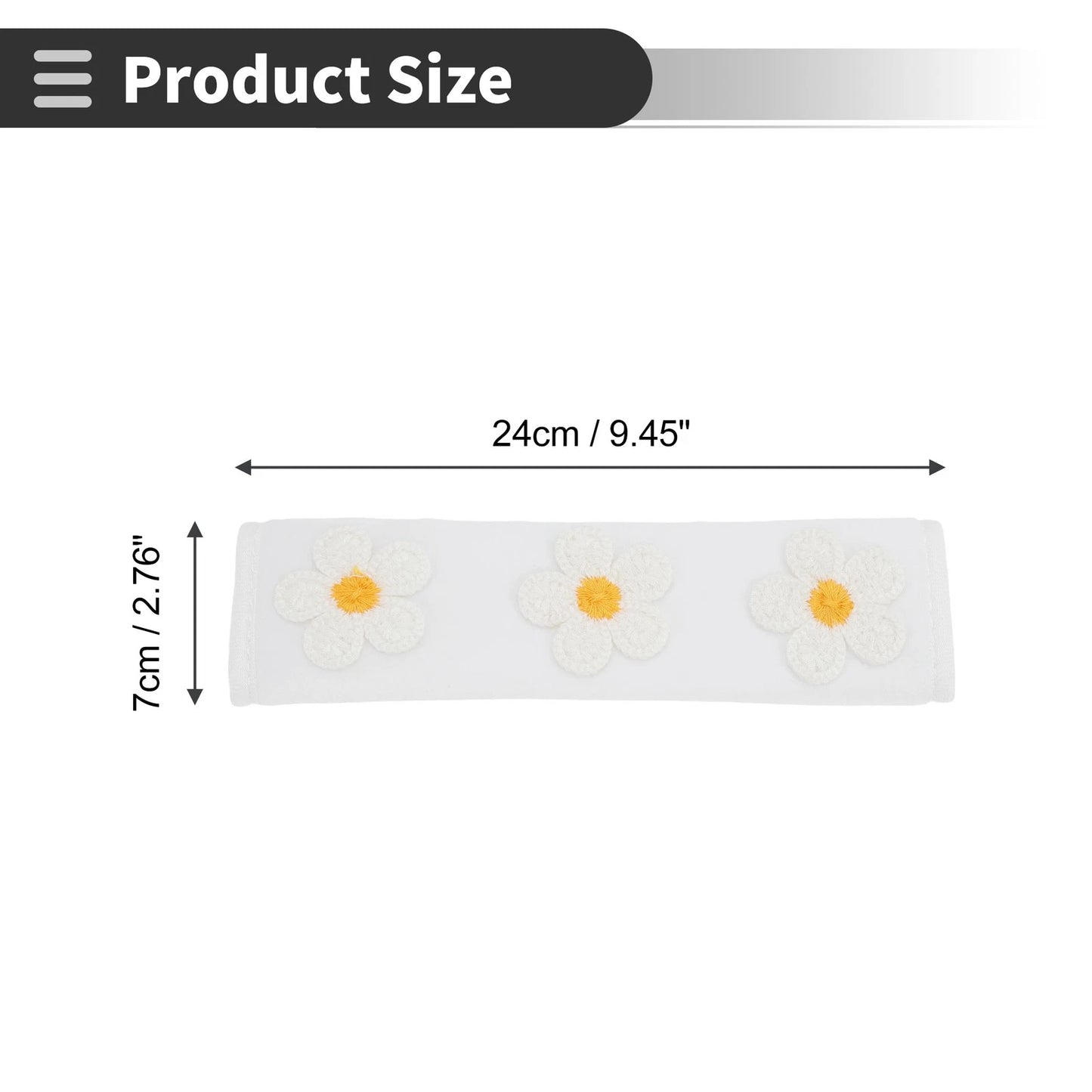 Set of 2 White Seat Belt Cover Pads for Universal Fit (24cm)