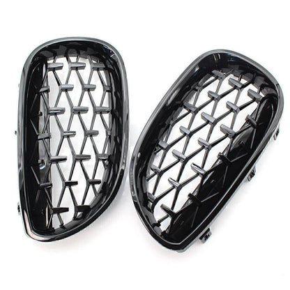 Gloss Black Diamond Meteor Front Kidney Grill for BMW E60 5 Series (2003-2009)