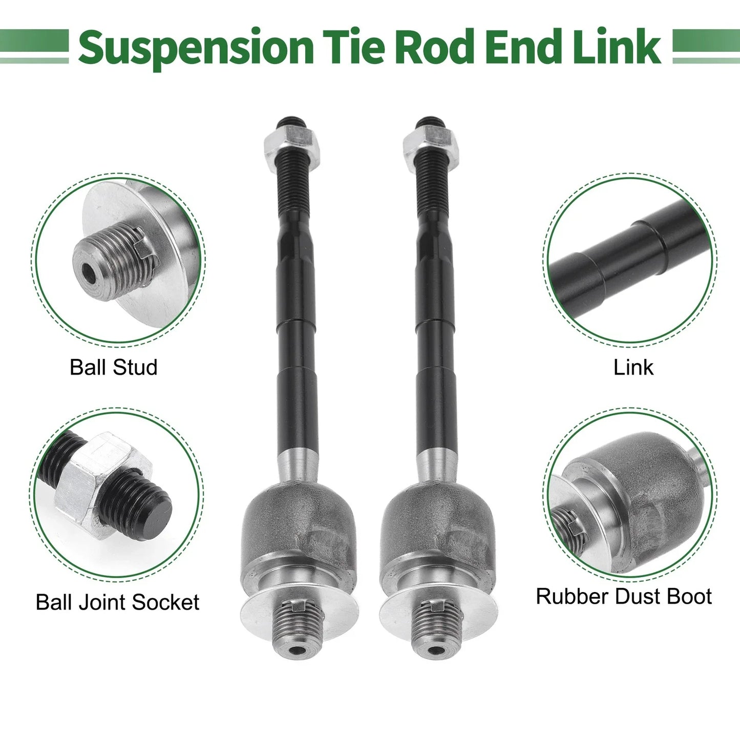 6 Pcs Front Suspension Kit Tie Rod Ends with Boots for Suzuki Swift (2004-2010)
