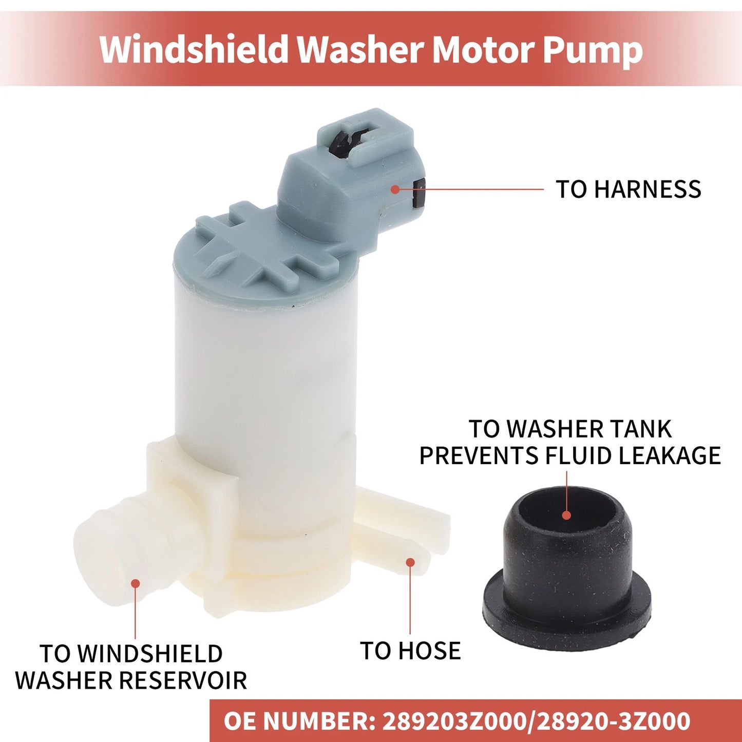 Windshield Washer Pump with Grommet for Nissan (No. 289203Z000)