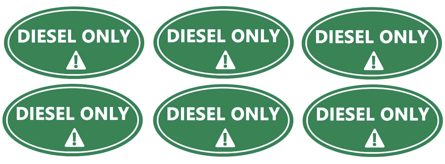 6x Diesel Only Round Sticker for Truck (Gasoline Tank Decal)