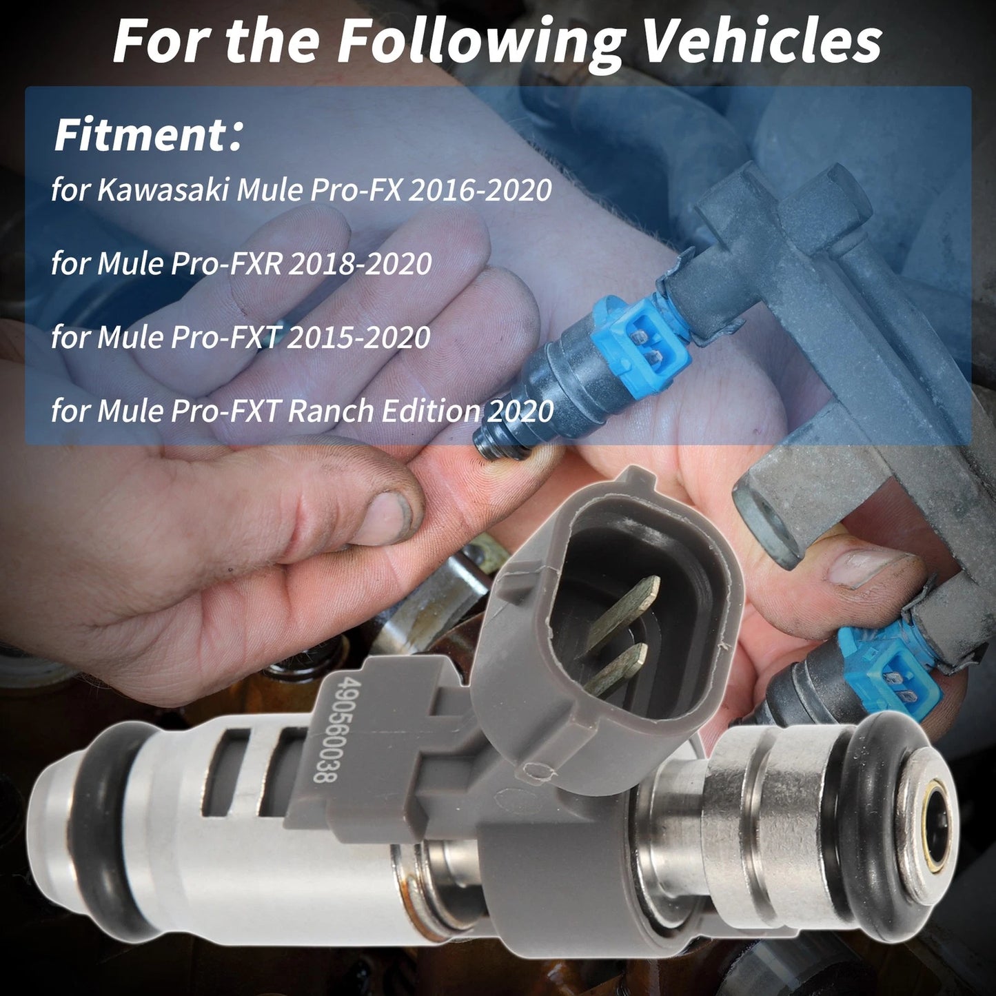 1 Pc Fuel Injector No.490560038/IPM018 for Kawasaki Mule Pro-FX (2016–2020)