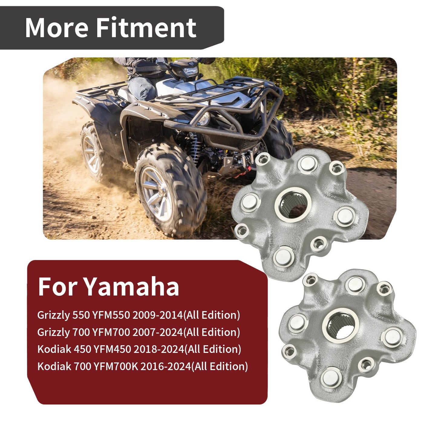 Front and Rear Wheel Hubs for Yamaha Grizzly 550 700 (2007–2018)