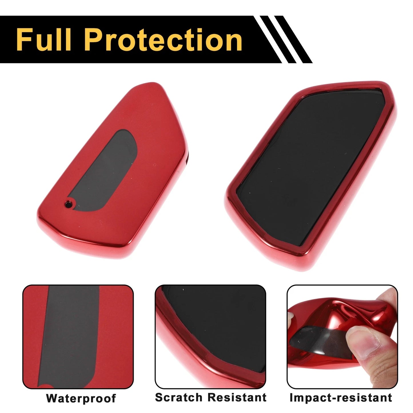 Red TPU Car Key Case for VW Golf 8 (2020–Present) - 3 Buttons