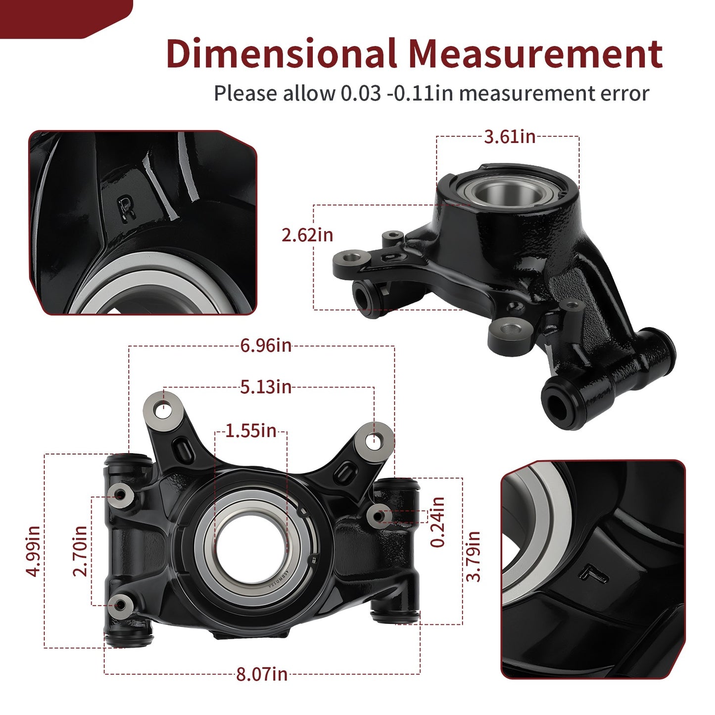 Rear Left Right Knuckle Kit for Honda Pioneer 1000 (2016–2024)