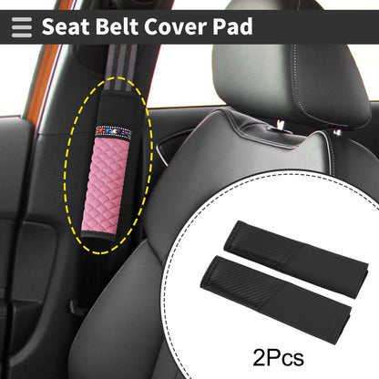 Set of 2 Black Seat Belt Cover Pads for Universal Fit (22.5cm)