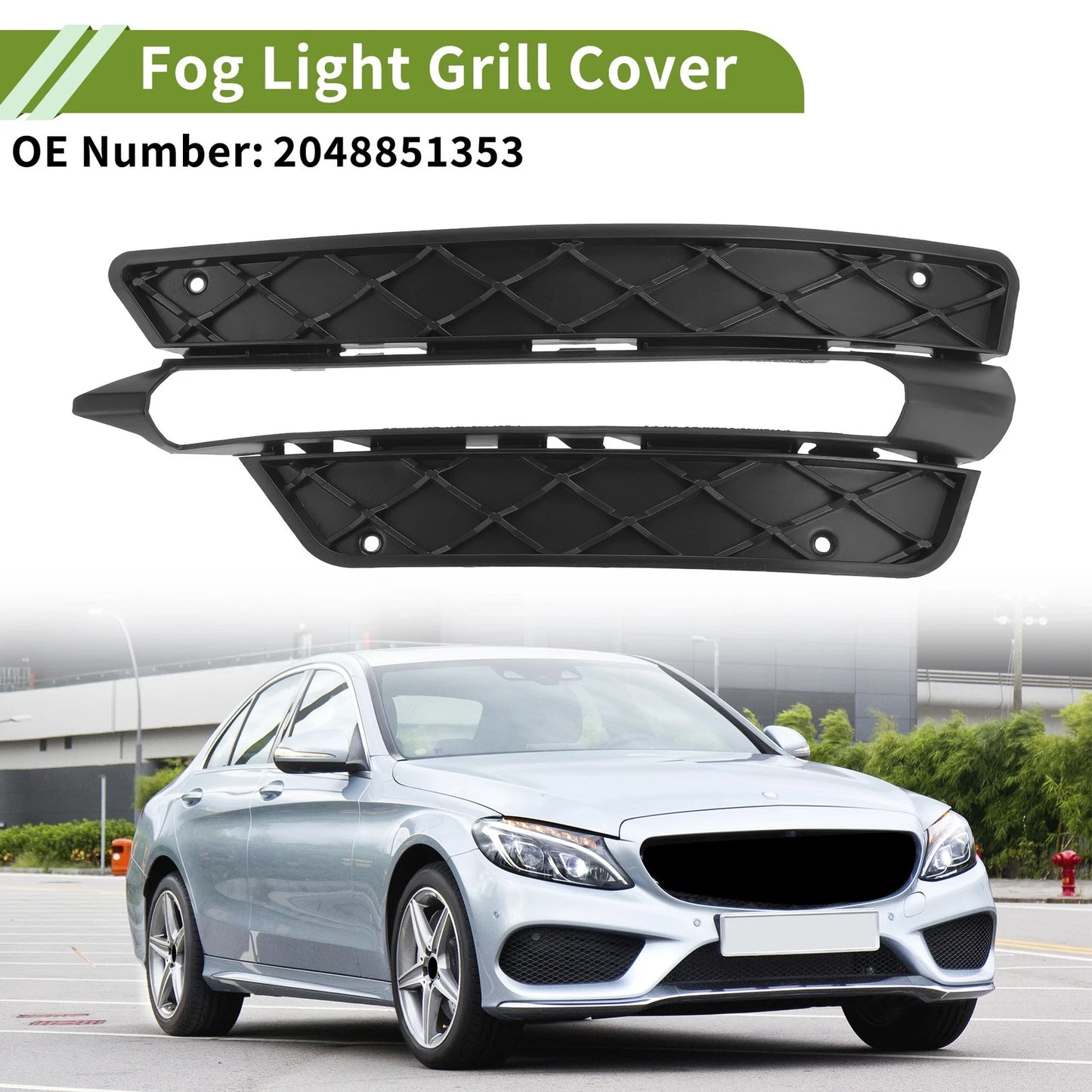 1 Pc Fog Light Grill for Mercedes-Benz C350 (2008–2015) No. 2048851353 Black