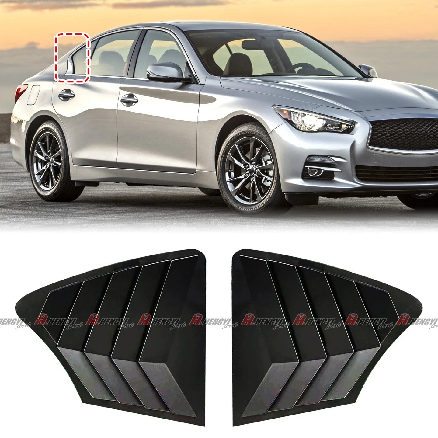 Side Window Louver Shutter Cover Trim for Infiniti Q50 (2014–2023)