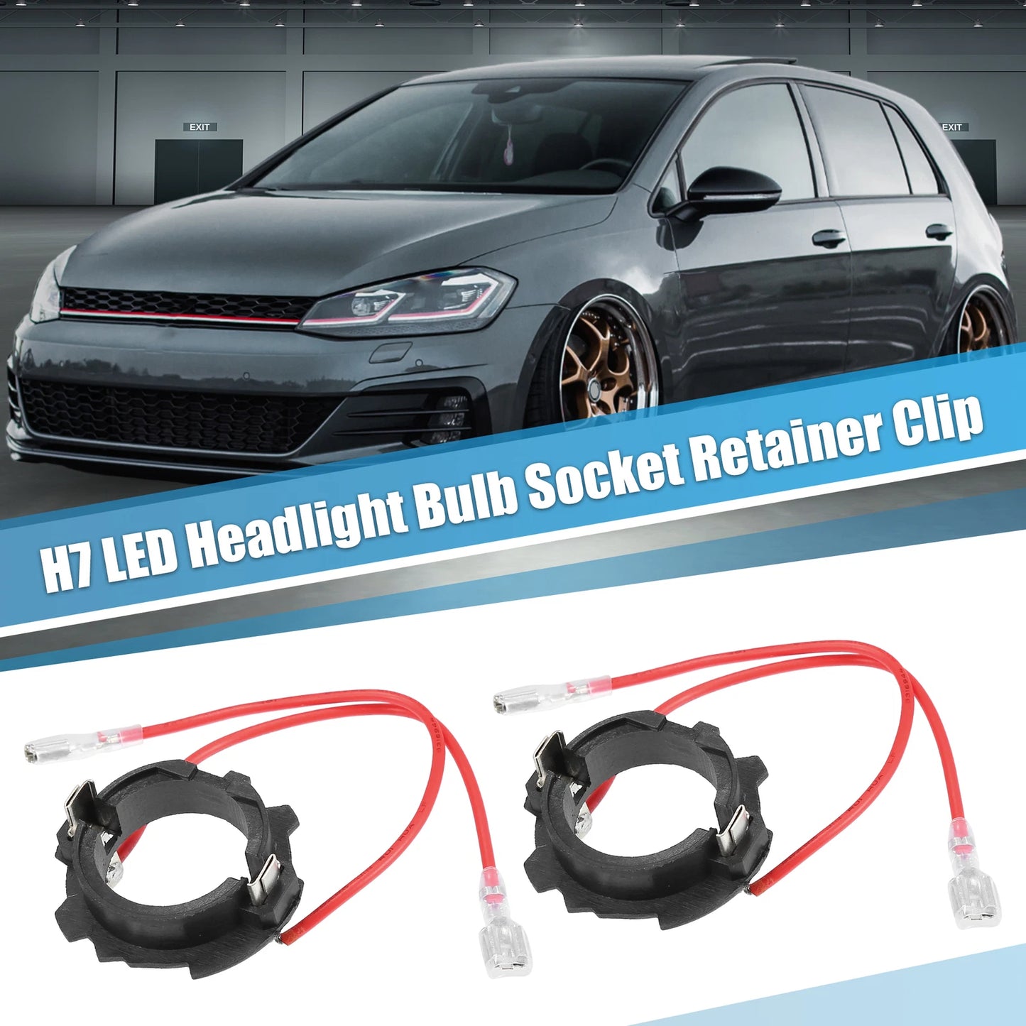 2X H7 LED Headlight Bulb Base Holder Adapters for Volkswagen GTI (2006–2019)
