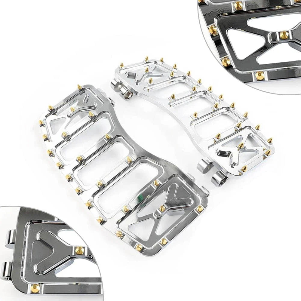 Chrome & Gold Foot Pegs for Harley Softail Touring Road Glide