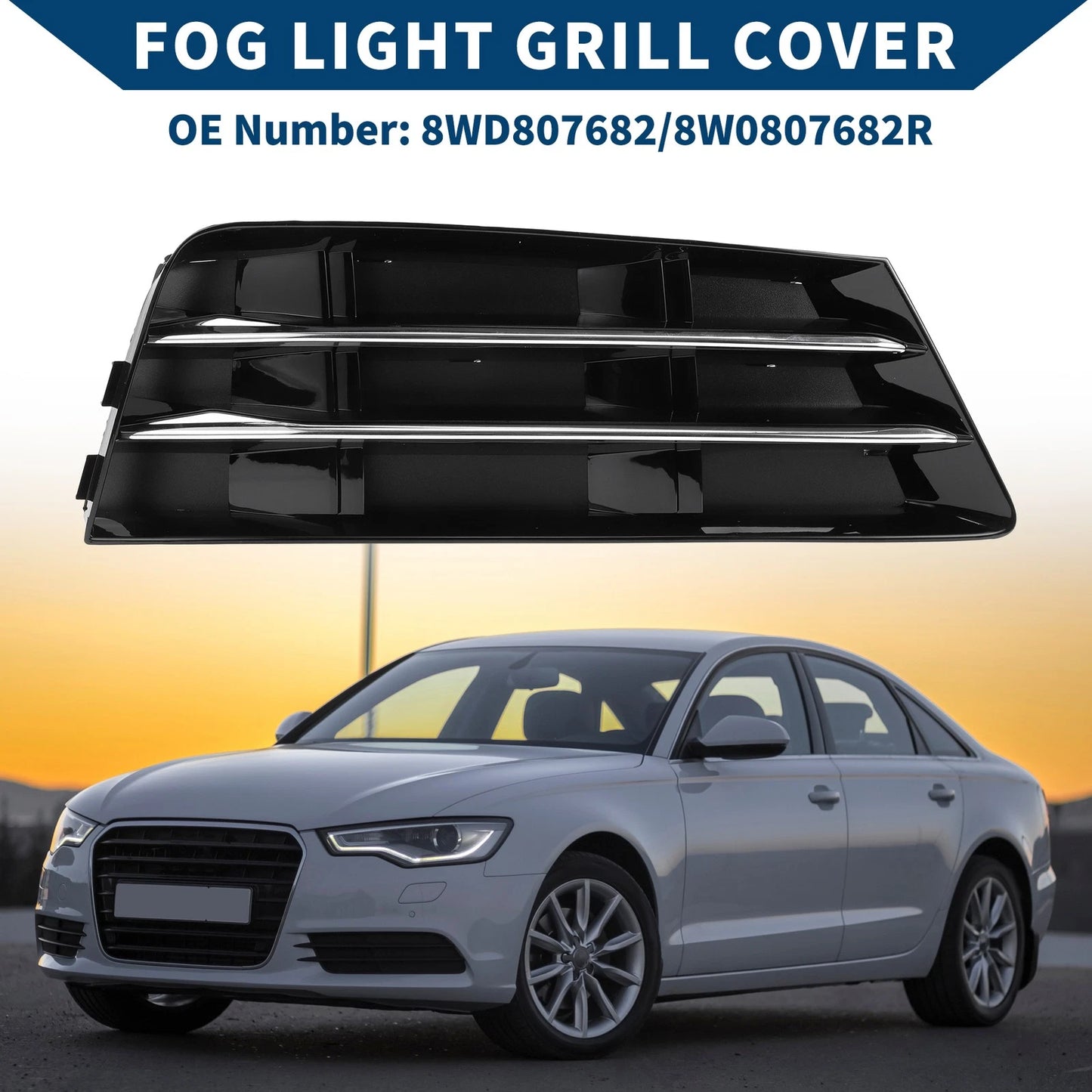 Fog Light Grill for Audi A4 B9 (2016–2023) No. 8WD807682 Black Silver Tone