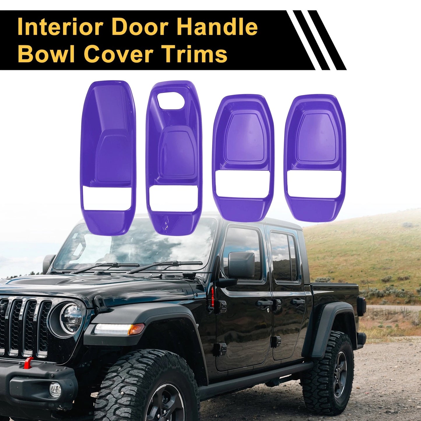 Set of 4 Interior Door Handle Bowl Cover Trims for Jeep Wrangler JL (2018–2023)