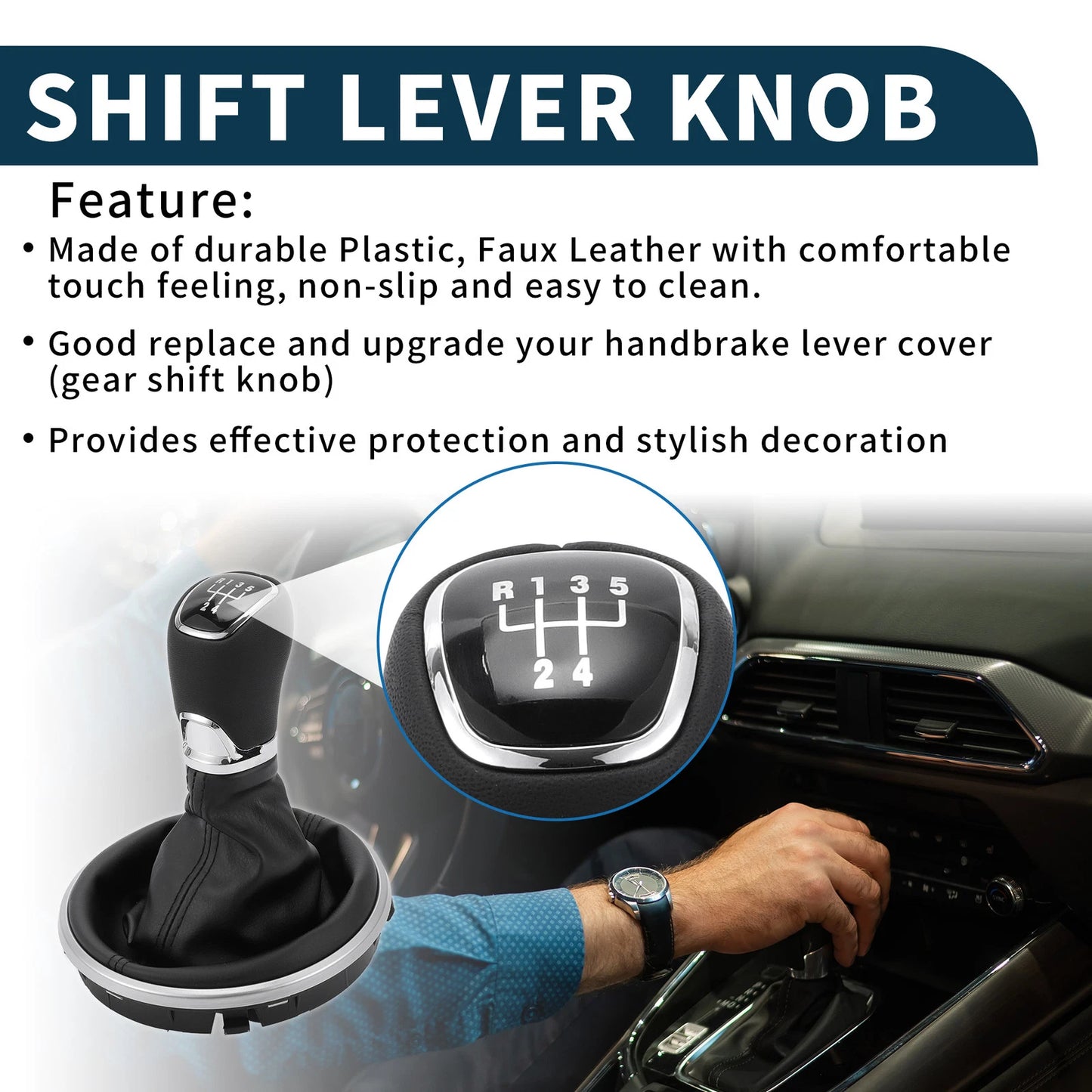 5 Speed Manual Gear Shift Knob with Cover for Skoda Fabia (2007)