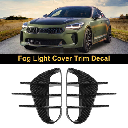 Set of 2 Fog Light Cover Trim for Kia Stinger (2018–2023) Carbon Fiber Black