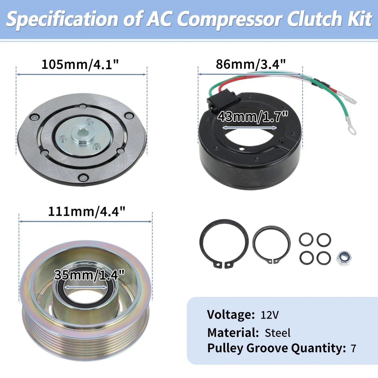 AC Compressor Clutch Kit for Honda Civic CR-V & Acura ILX RDX (2012-2020)