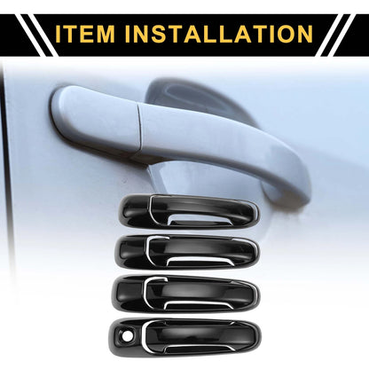 Set of 4 Car Door Handle Protectors for Dodge Ram 1500 (2002–2008) Glossy Black