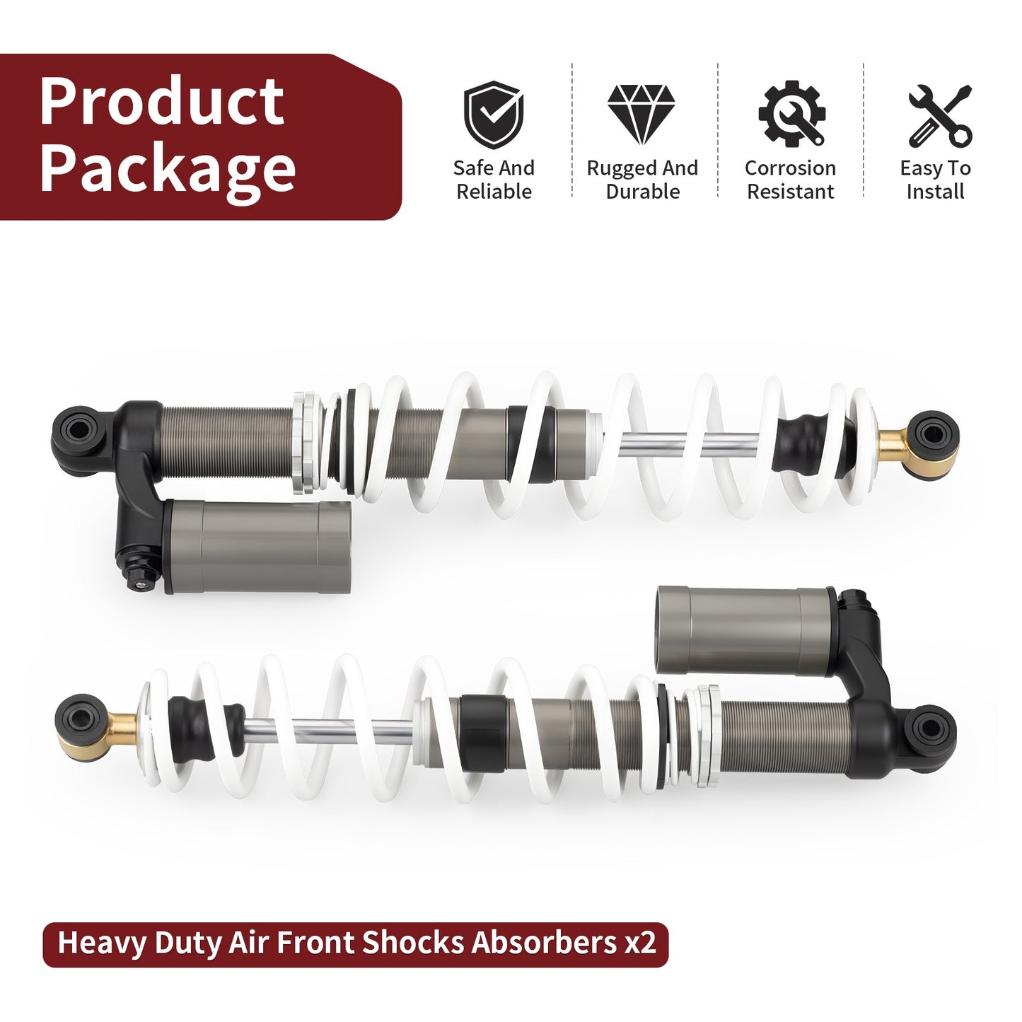 Set of 2 Heavy Duty Front Shock Absorbers for Polaris RZR 800 S (2009–2012)