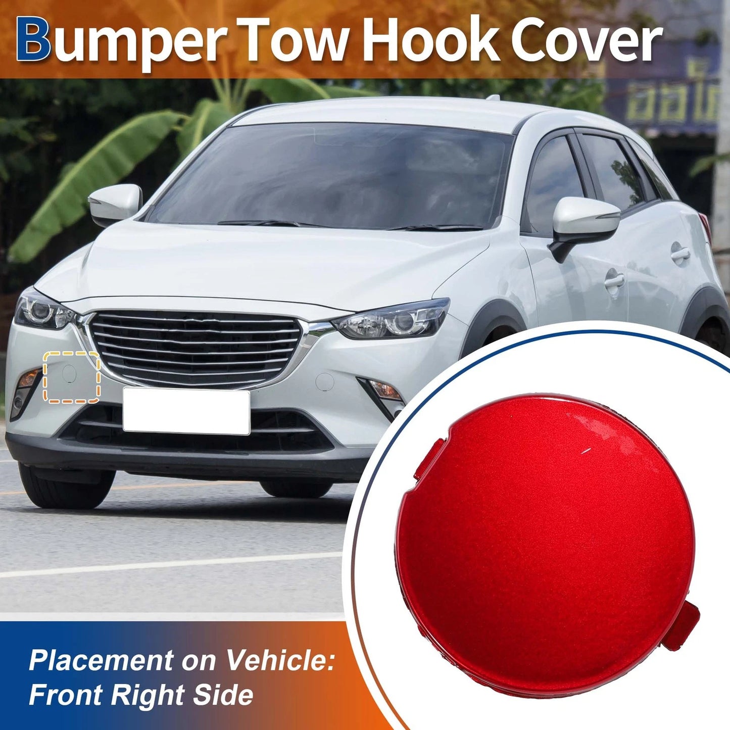 Tow Hook Cover for Mazda CX-3 (2016–2021) No.D10J50A11A Crystal KODO Red