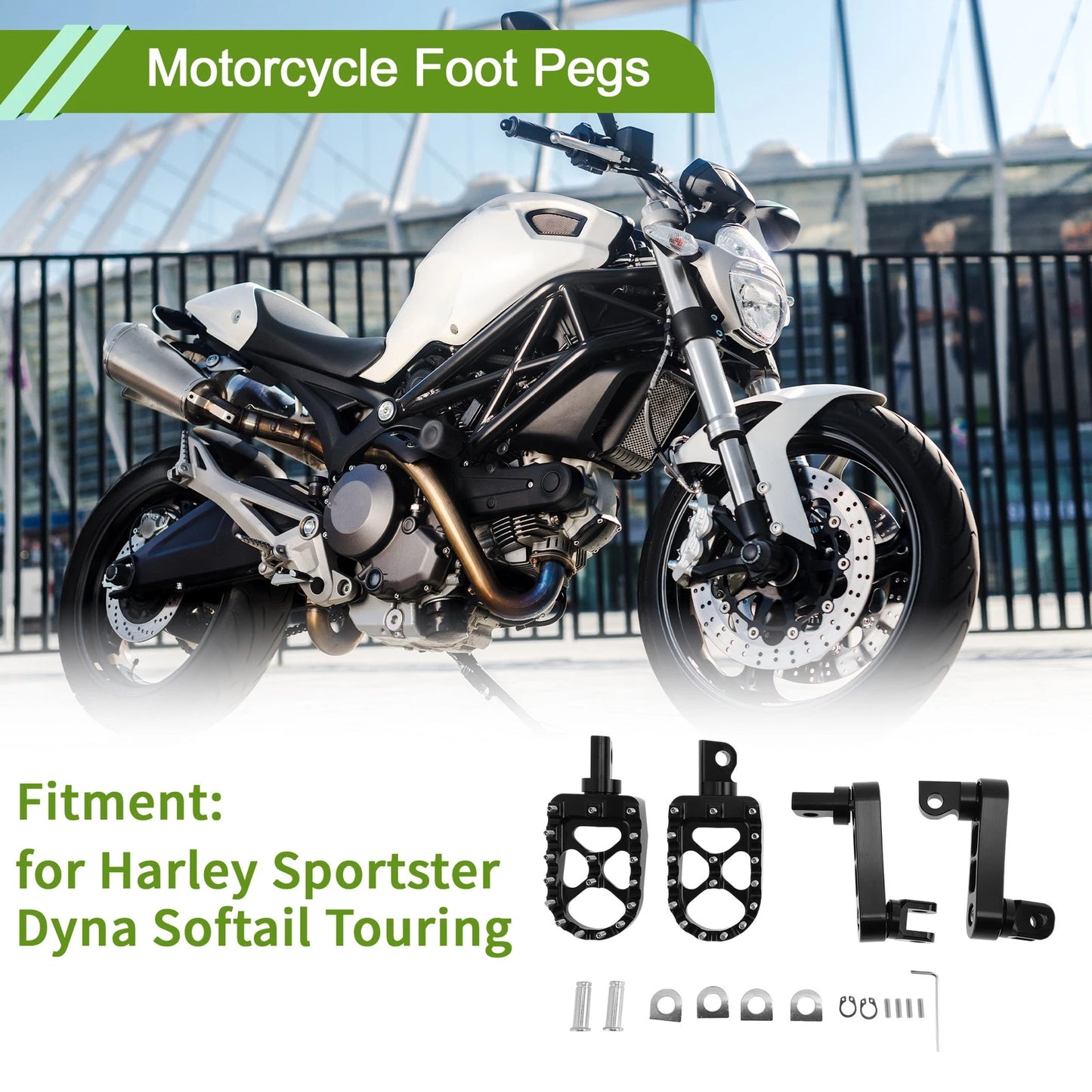 Foot Pegs for Harley Sportster Dyna Softail Touring (1 Pair)