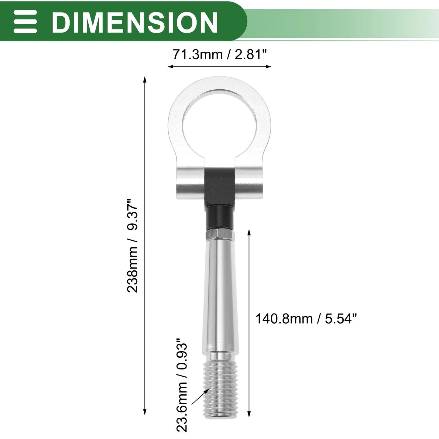 Tow Hook for Mitsubishi Lancer EX (23.6mm, Aluminum Alloy, Silver Tone)