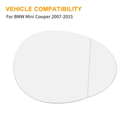 Right Side Mirror Glass w/ Adhesive for BMW Mini Cooper (2007-2015)