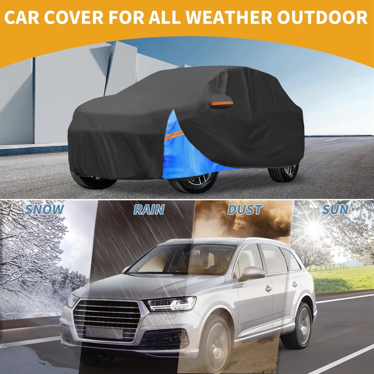 Waterproof Car Cover for Nissan Juke (2001–2023) Black Blue 210D-PU