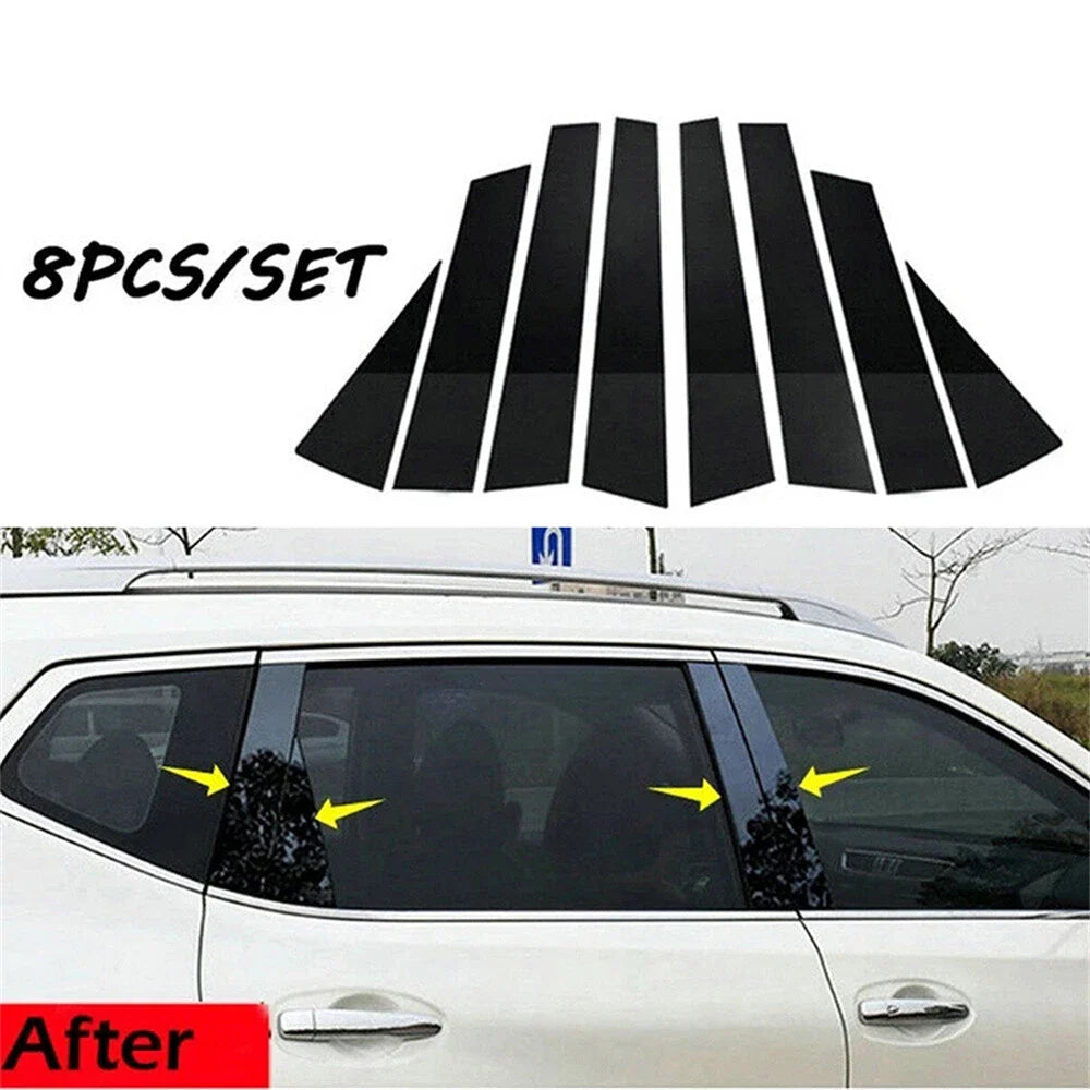 8pcs Glossy Black Window Pillar Post Trim for Nissan Rogue (2014-2020)