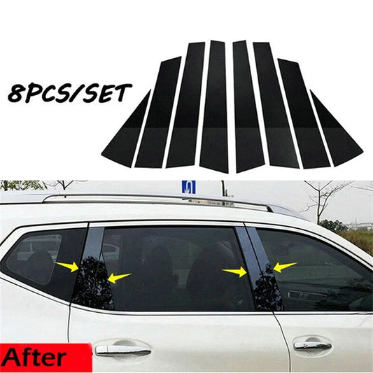 8pcs Glossy Black Window Pillar Post Trim for Nissan Rogue (2014-2020)
